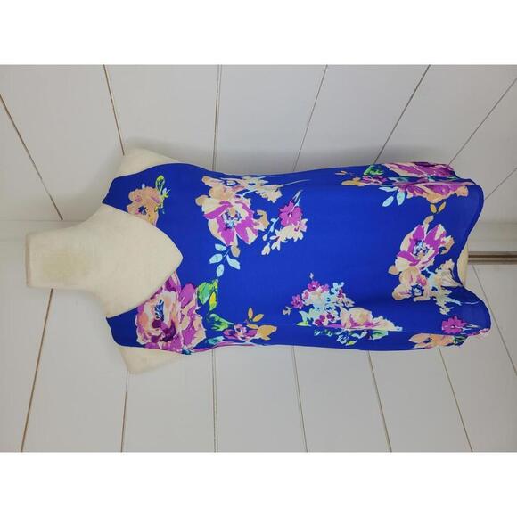 Everly small cobalt blue floral sleeveless top - Picture 1 of 4